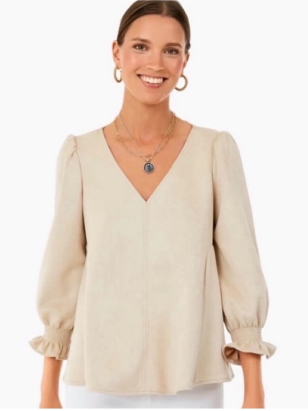 Tuckernuck Bone Suede Easton Blouse - XL